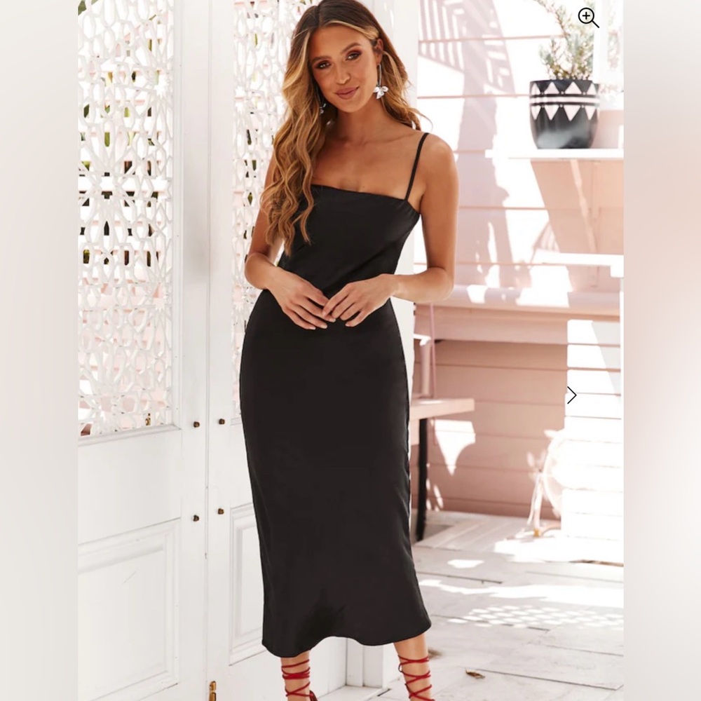 New Hello Molly ‘Two Worlds Apart’ Black Spaghetti Strap Satin Dress S